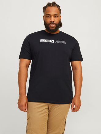 Jack & Jones Plus Size T-Shirt JJECORP LOGO TEE PLAY SS O-N NOOS PLS, Herren, Gr. 4XL, schwarz, Single Jersey, Obermaterial: 100% Baumwolle, JACK & JONES PLUSSIZE, bedruckt,