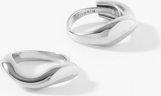 Pilgrim Womens Adjustable wavy rings Set of 2