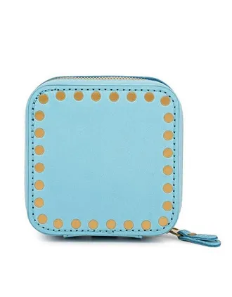 OLD TREND Cube Genuine Leather Compact Jewelry Box in Turquoise at Nordstrom