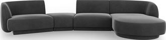 BLOOMINGLOFT 5-Sitzer Design Ecksofa Miley mit abgerundeter Form und Eckteil rechts - Samtbezug
