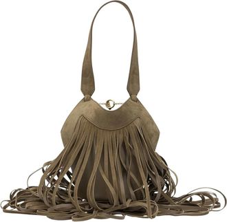 Khaite Nano Lotus Fringe kleine schoudertas - Dames - Tassen - Beige - Maat: ONE Size Leer