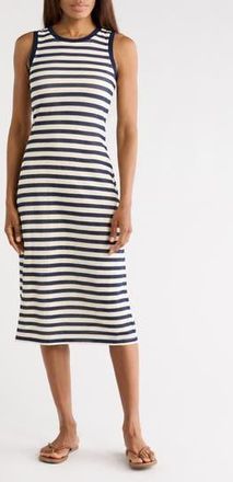 Ramy Brook Miranda Stripe Mesh Cotton Blend Tank Dress in Sporty Stripe Knit Navy at Nordstrom Rack, Size X-Small
