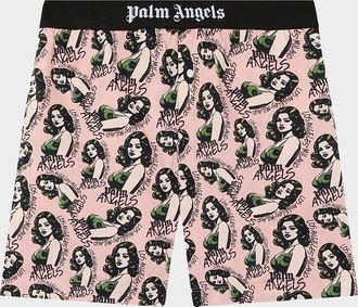 Palm Angels Men & apos;s Pinup Allover Logo Cotton Shorts