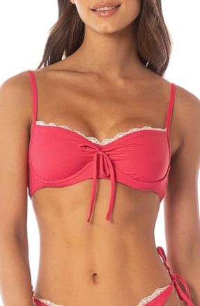 Maaji Cherry Crush Karl Reversible Lace Trim Underwire Bikini Top in Red at Nordstrom Rack, Size Small