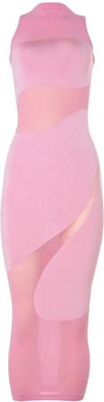 Wolford Abito Midi a Pannelli Trasparente-Opaco - - Dresses - Donna - Rosa - L