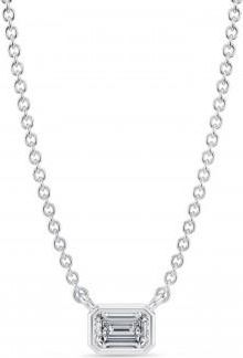 Allurez Emerald Lab Diamond Solitaire Pendant Necklace 14K White Gold (0.25ct)