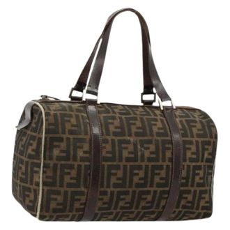 Fendi Pre-owned Handbags, female, Brown, Size: ONE SIZE Pre-owned Zucca Canvas Boston Bag