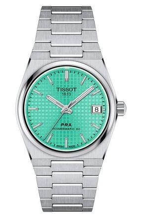 Tissot PRX Auto Powermatic 80 Bracelet Watch, 35mm in Silver/Light Green at Nordstrom
