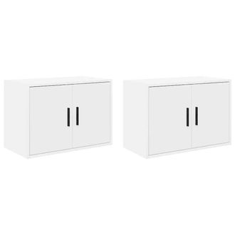 vidaXL Pensili Per Garage 2 Pz Bianco In Legno Multistrato - Vidaxl