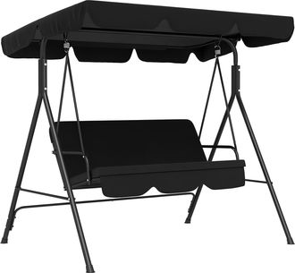 OEM Balanc&iacute;n De Jard&iacute;n Exterior Columpio De 3 Plazas Con Toldo Ajustable Y Marco De Acero Para Terraza 172x110x153 Cm Negro