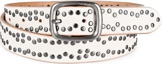 OLD TREND Westland Genuine Leather Desert Inspired Studded Belt in White at Nordstrom, Size Medium