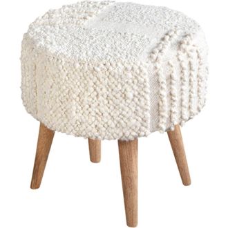 Anaya with Love Boucle Patchwork Oversized Handwoven Stool in White at Nordstrom