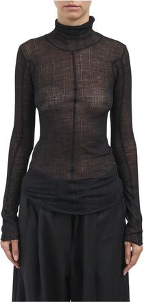Andrea Ya'aqov Maglia Collo Alto in Lana - Dames - Coltruien - Zwart - S - Wol - Truien & Vesten