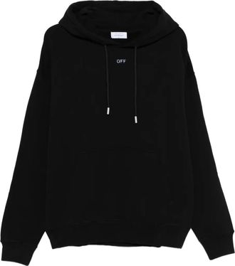 Off-white Hoodie met logopatroon - Zwart