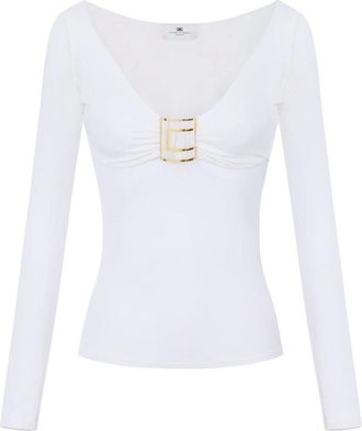 Elisabetta Franchi Mujer, Camisetas, Blanco, Talla: L