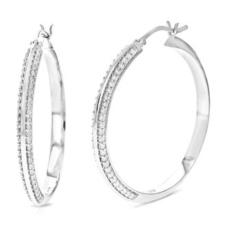 Vir Jewels 3/4 cttw Lab Grown Diamond Hoops Earrings in Sterling Silver With Push Backs For Women