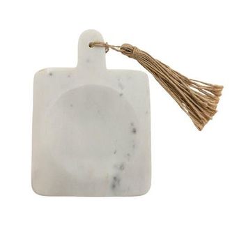 Foreside Home And Garden 4 x 6 White Marble Spoon Rest Holder w/ Jute Decorative Tassel at Nordstrom