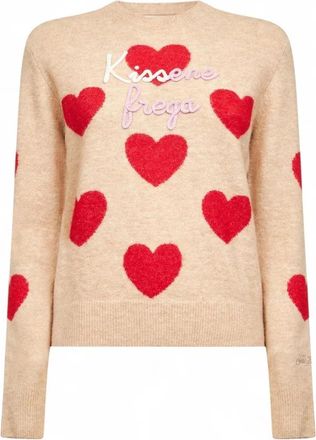 MC2 Saint Barth Beige Alpaca Sweater With Heart Motifs