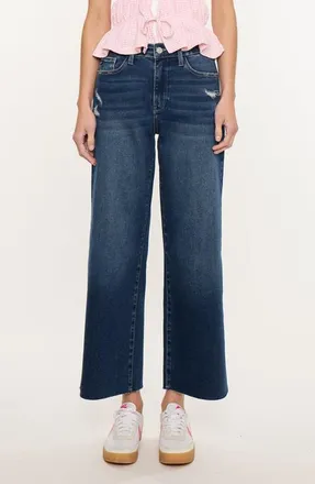 Kancan Tory Essentials High Rise Crop Wide Leg Jeans in Dark Wash at Nordstrom, Size 31