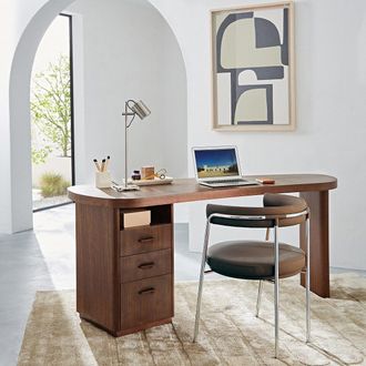 AM.PM Bureau met organische vorm in notenhout en fineer, Pali