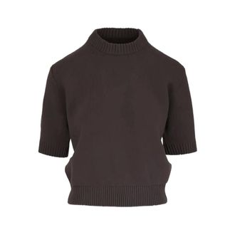 Khaite Cashmere Knitwear, female, Brown, Size: M Davin Short-sleeve Top