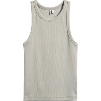 Nordstrom Everyday Cotton Rib Tank in Green Chaparral at Nordstrom, Size Xx-Large