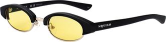 Alexander McQueen Unisex Sunglasses Am0534s Black-Black-Yellow Acetate Black/black/yellow
