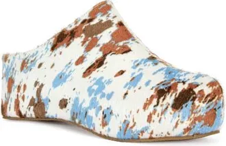 Azalea Wang Darwin Faux Calf Hair Clog in Ivory Multi at Nordstrom, Size 7