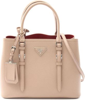 Prada 2010-2025 medium Saffiano Cuir tas met dubbel handvat - Roze