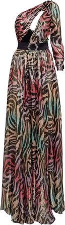 Philipp Plein Kleedjes, Dames, Veelkleurig, S, Polyester, Long Dress Jungle
