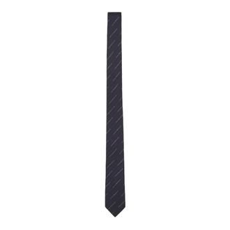 Emporio Armani Ties, male, Blue, Size: ONE SIZE Pure Silk Tie with All-Over Jacquard Logo