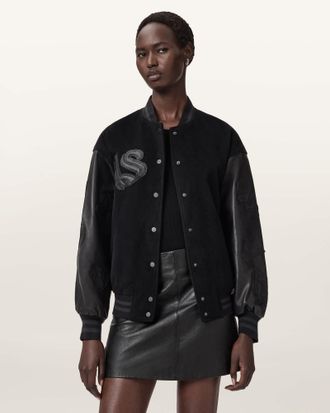 AllSaints Argon Leather Varsity Leather Jacket