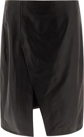 Loulou Studio Ekare Skirt - Dames - Leren & Su&egrave;de rokken - Zwart - S - Katoen - Rokken