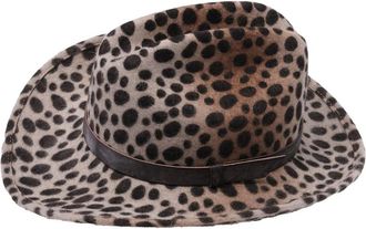 Catarzi Luipaard Cowboyhoed met Leren Band - Dames - Hoeden - Beige - 57 CM - Accessoires