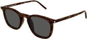Saint Laurent Round Dark Havana Acetate Sunglasses - Brown