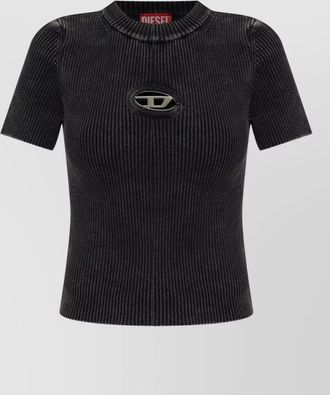 Diesel short sleeve ribbed crew neck top