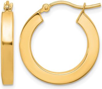 Diamond2Deal 14k Gold 3mm Square Shape Tube Hoop Earrings