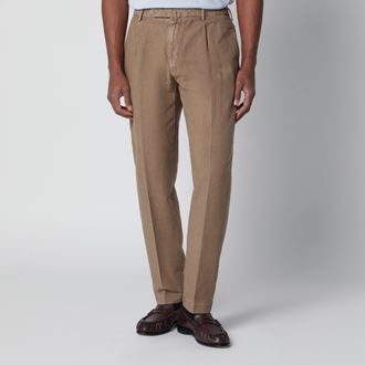 Santaniello Beige trousers in cotton and linen