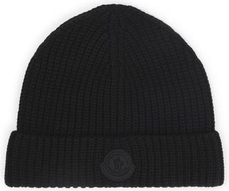 Moncler Black Logo Beanie Hat