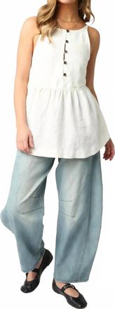 Olivaceous Han Peplum Top In Off White