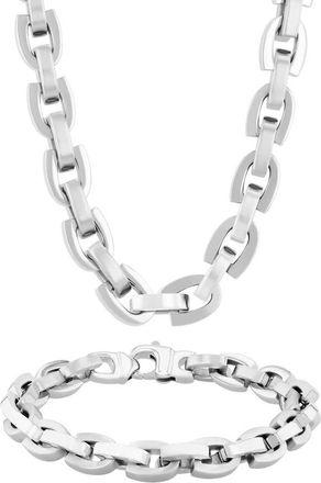 Robert Alton Horseshoe Link Stainless Steel Mens Jewelry Set