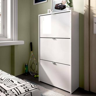 Dmora Zapatero Vignole, Zapatero Para Entrada Que Ahorra Espacio, Zapatero Con 3 Puertas Abatibles, 61x25h113 Cm, Blanco - Dmora