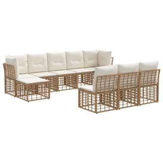 vidaXL Conjunto De Sof&aacute;s De Exterior Natural Y Crema Poli&eacute;ster Vidaxl