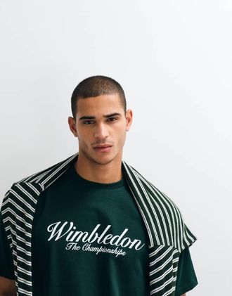 Polo Ralph Lauren Wimbledon Capsule - T-shirt verde con scritta del logo sul petto