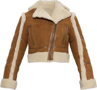 Balmain Shearling Jacket - Dames - Leren en Su&egrave;de Jassen - Bruin - XS - Leer - Jassen