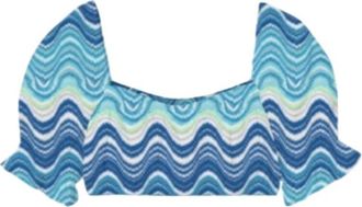 MC2 Saint Barth Top met golfprint in diverse kleuren - Dames - Blouses - Blauw - S - Overhemden