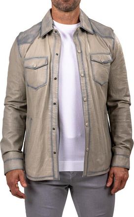 Maceoo Leather Shirt Jacket in White at Nordstrom, Size 4