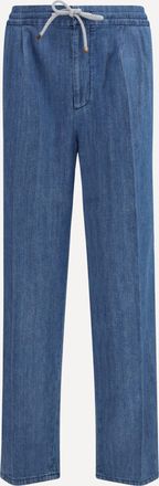Brunello Cucinelli Pantaloni in denim leggero con coulisse e doppia pince Man 56