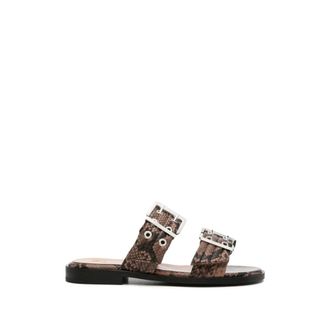 Ganni Flat Shoes - female - Ganni - Sliders - Brown - 4 UK - Shoes