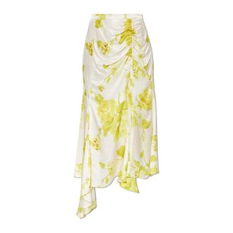 AllSaints Rokken, Dames, Geel, 2Xs, Polyester, Kathy Satin Bloemende Midirok